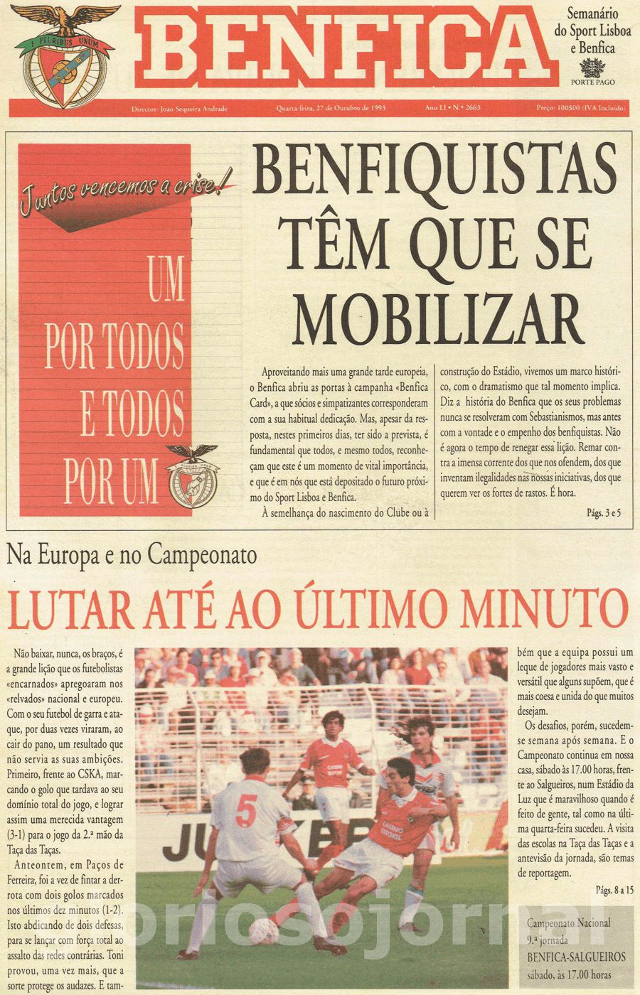 jornal o benfica 2663 1993-10-27